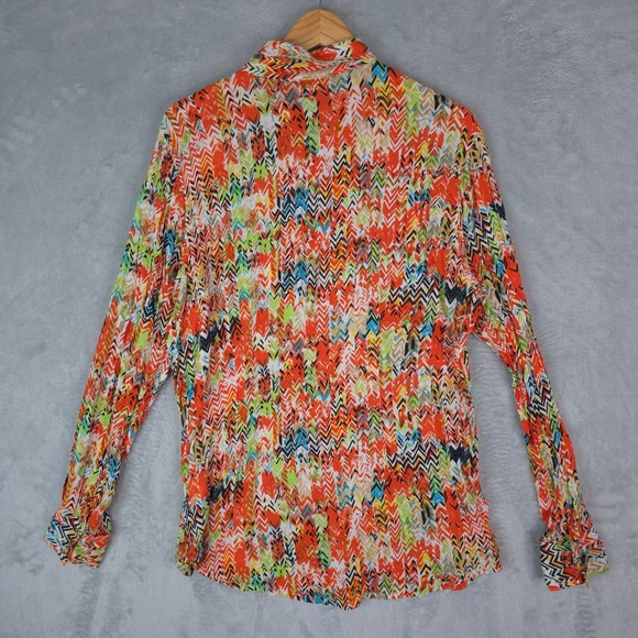 Wrangler Shirt Womens XL Chevron Geometric Rayon Button Up Pearl Snap Western - Picture 3 of 9